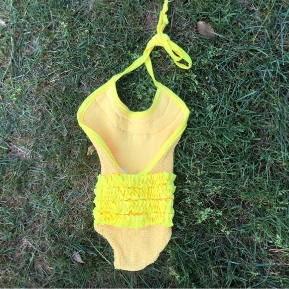 BRAND NEW! Hunza G Kids Yellow One Piece Swimsuit. Fits size 1-2+ RARE! - Picture 2 of 2